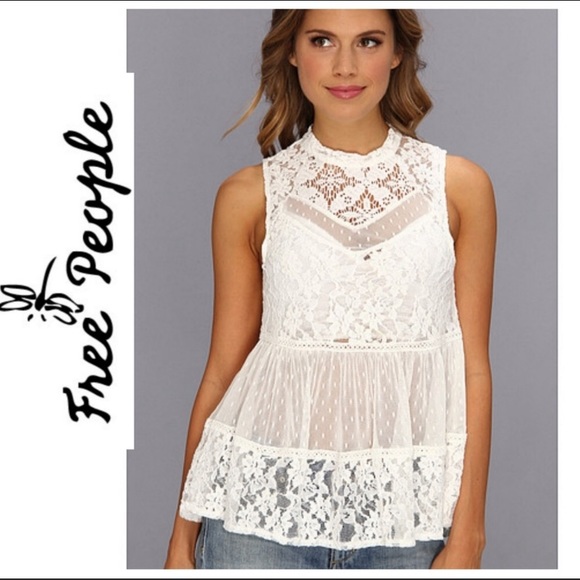 Free People Tops - Free People Ladybird Lace Tank in White